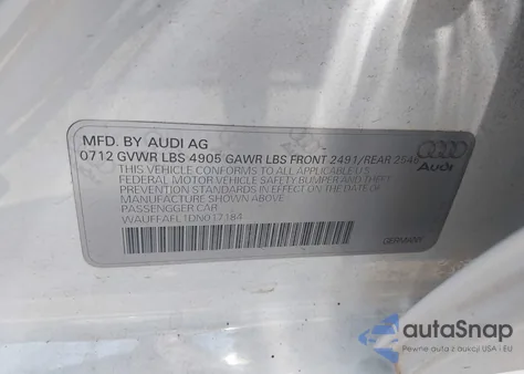 2013 Audi A4 2.0T Premium from USA, damaged, VIN WAUFFAFL1DN017184